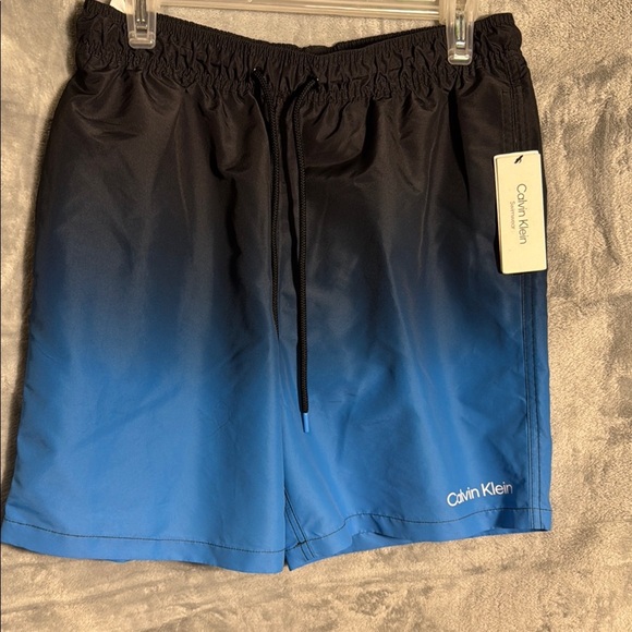 NWT Calvin Klein men’s swim trunks Black and Blue Swim Shorts size M new - Picture 1 of 9